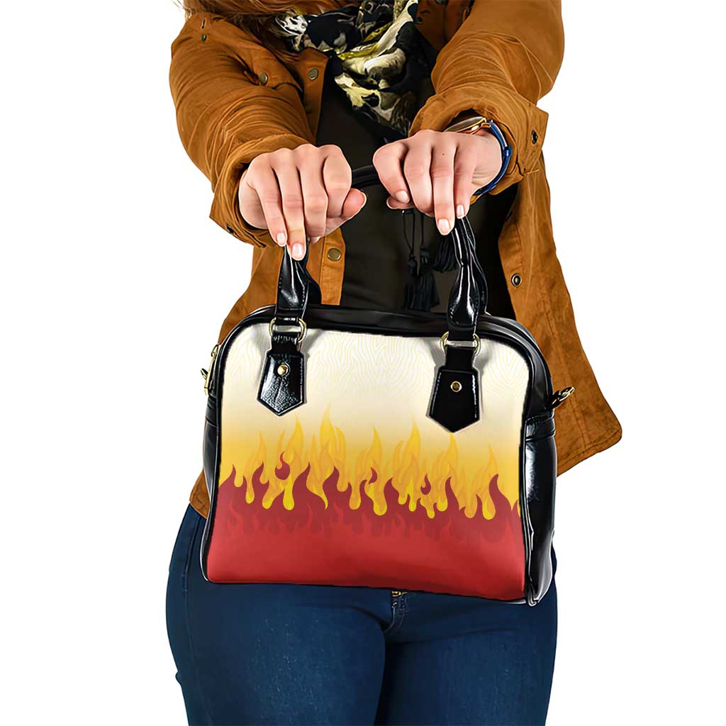 Japanese Kaen Pattern Shoulder Handbag Flame Pillar Blazing Lion Heart - Wonder Print Shop
