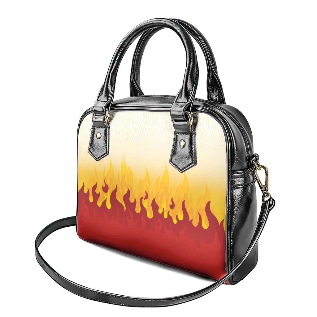 Japanese Kaen Pattern Shoulder Handbag Flame Pillar Blazing Lion Heart - Wonder Print Shop