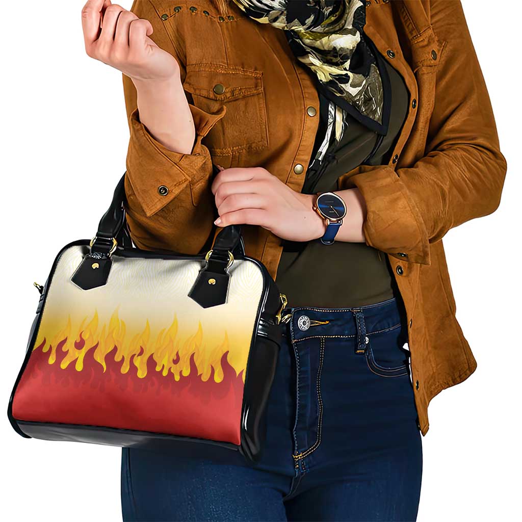 Japanese Kaen Pattern Shoulder Handbag Flame Pillar Blazing Lion Heart - Wonder Print Shop