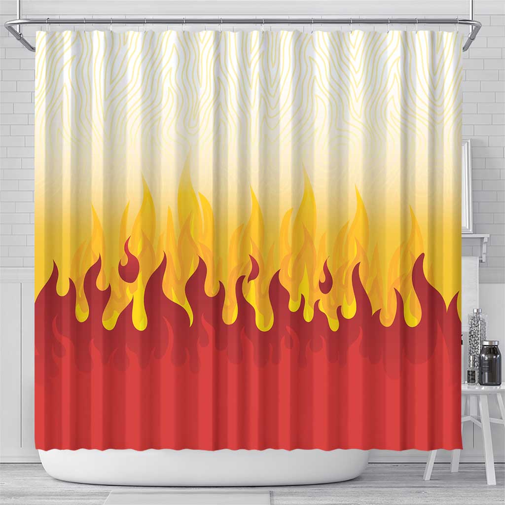 Japanese Kaen Pattern Shower Curtain Flame Pillar Blazing Lion Heart - Wonder Print Shop