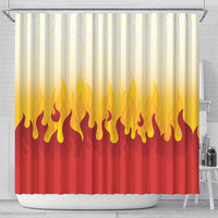 Japanese Kaen Pattern Shower Curtain Flame Pillar Blazing Lion Heart - Wonder Print Shop
