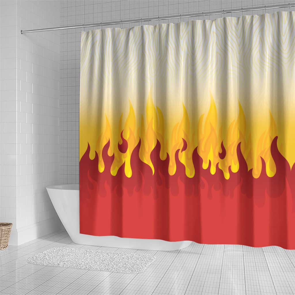 Japanese Kaen Pattern Shower Curtain Flame Pillar Blazing Lion Heart - Wonder Print Shop
