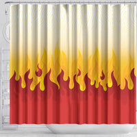 Japanese Kaen Pattern Shower Curtain Flame Pillar Blazing Lion Heart - Wonder Print Shop