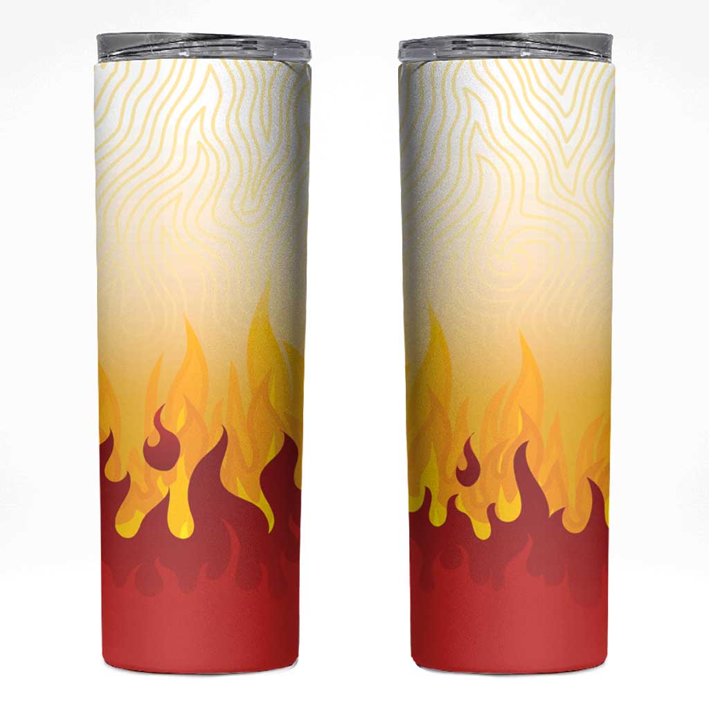 Japanese Kaen Pattern Skinny Tumbler Flame Pillar Blazing Lion Heart - Wonder Print Shop