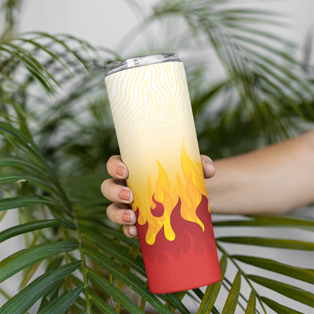 Japanese Kaen Pattern Skinny Tumbler Flame Pillar Blazing Lion Heart - Wonder Print Shop