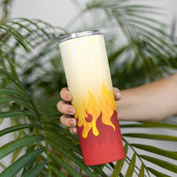 Japanese Kaen Pattern Skinny Tumbler Flame Pillar Blazing Lion Heart - Wonder Print Shop