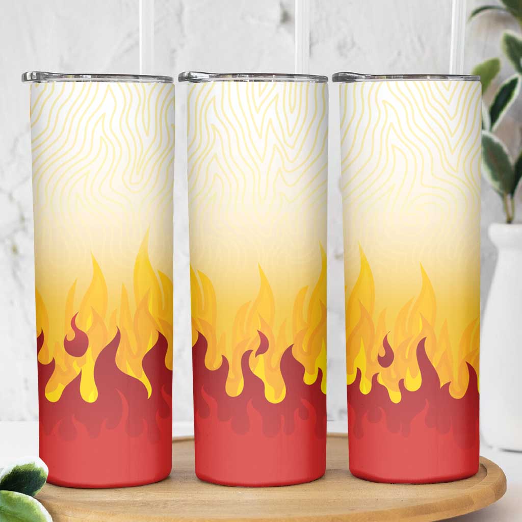 Japanese Kaen Pattern Skinny Tumbler Flame Pillar Blazing Lion Heart - Wonder Print Shop