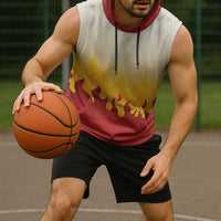 Japanese Kaen Pattern Sleeveless Hoodie Flame Pillar Blazing Lion Heart - Wonder Print Shop