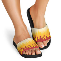 Japanese Kaen Pattern Slide Sandals Flame Pillar Blazing Lion Heart - Wonder Print Shop