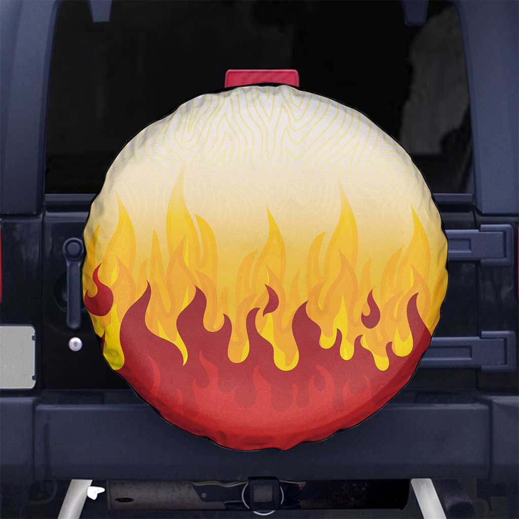 Japanese Kaen Pattern Spare Tire Cover Flame Pillar Blazing Lion Heart - Wonder Print Shop