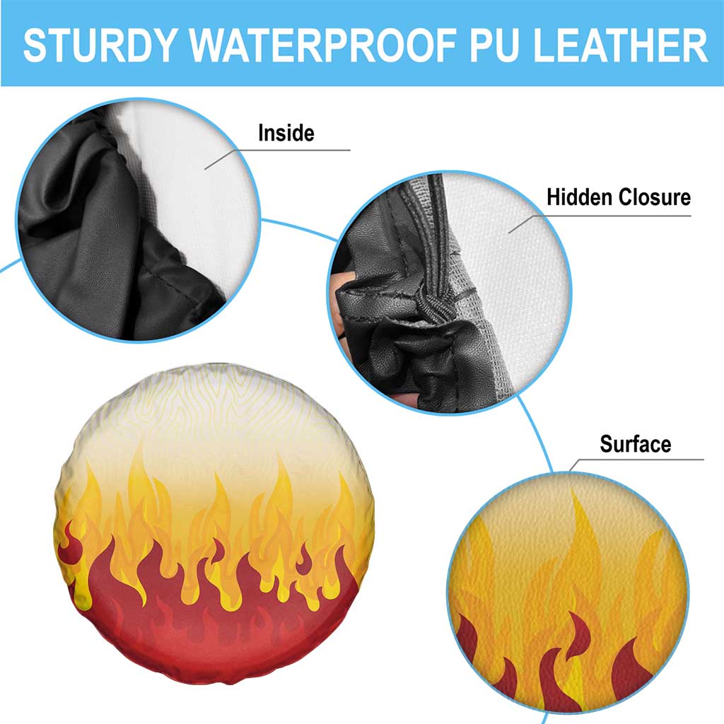 Japanese Kaen Pattern Spare Tire Cover Flame Pillar Blazing Lion Heart - Wonder Print Shop