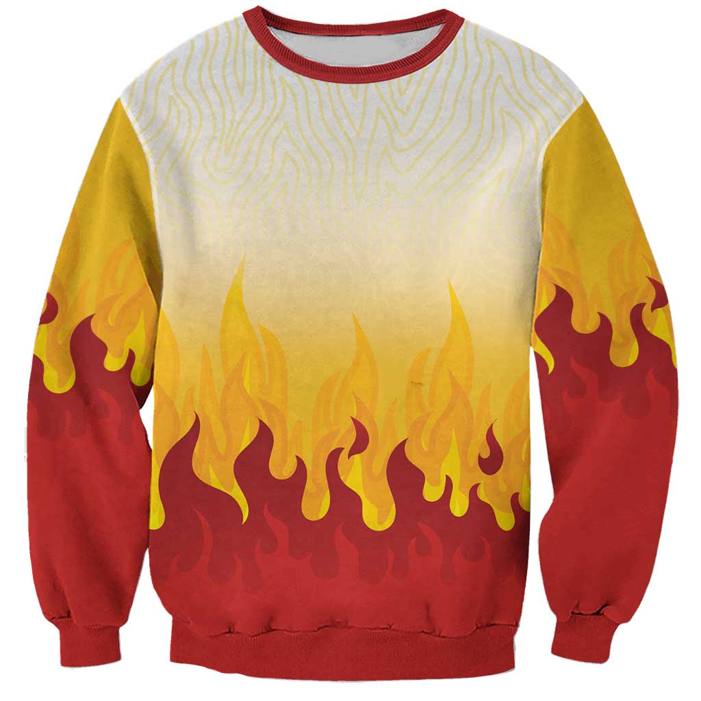 Japanese Kaen Pattern Sweatshirt Flame Pillar Blazing Lion Heart - Wonder Print Shop