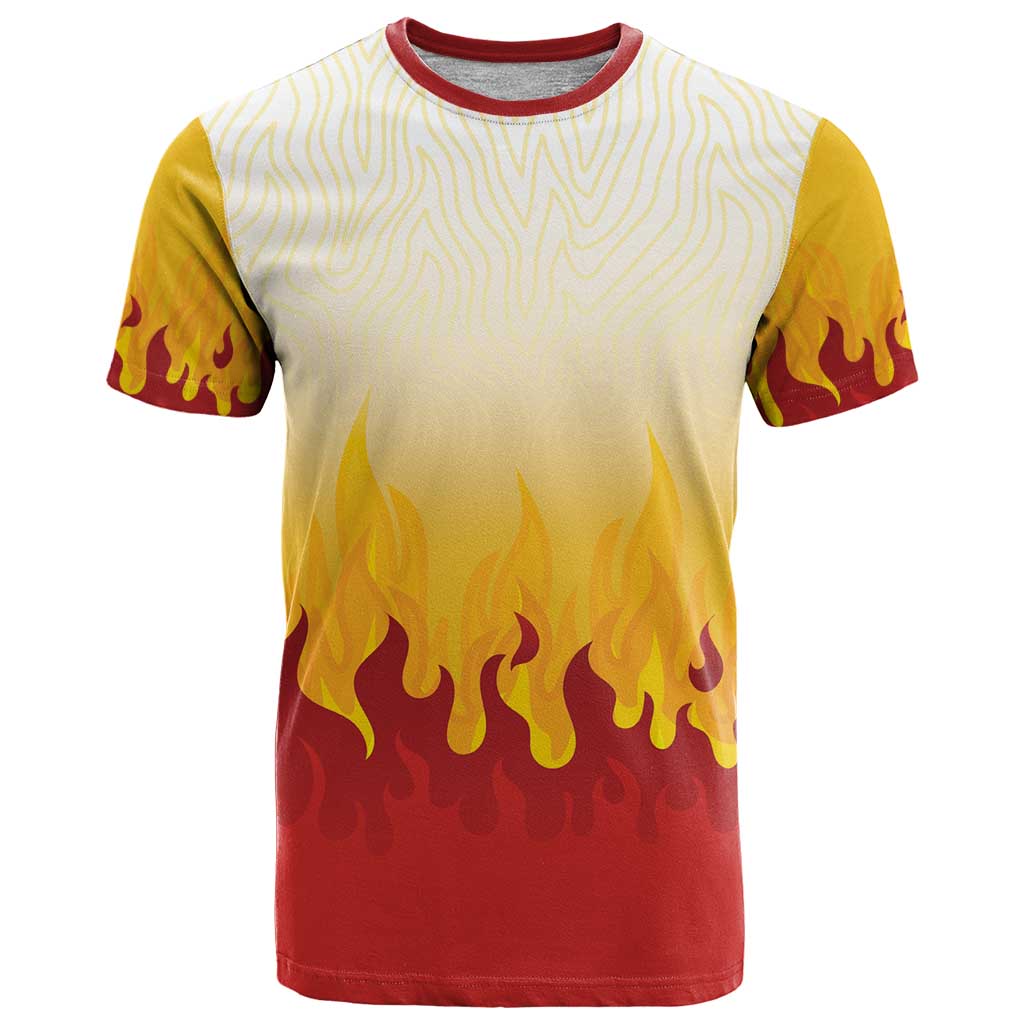 Japanese Kaen Pattern T Shirt Flame Pillar Blazing Lion Heart - Wonder Print Shop