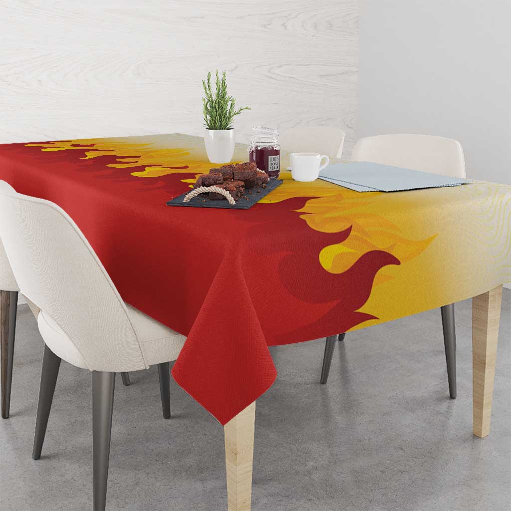 Japanese Kaen Pattern Tablecloth Flame Pillar Blazing Lion Heart - Wonder Print Shop
