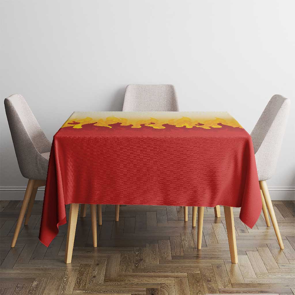 Japanese Kaen Pattern Tablecloth Flame Pillar Blazing Lion Heart - Wonder Print Shop