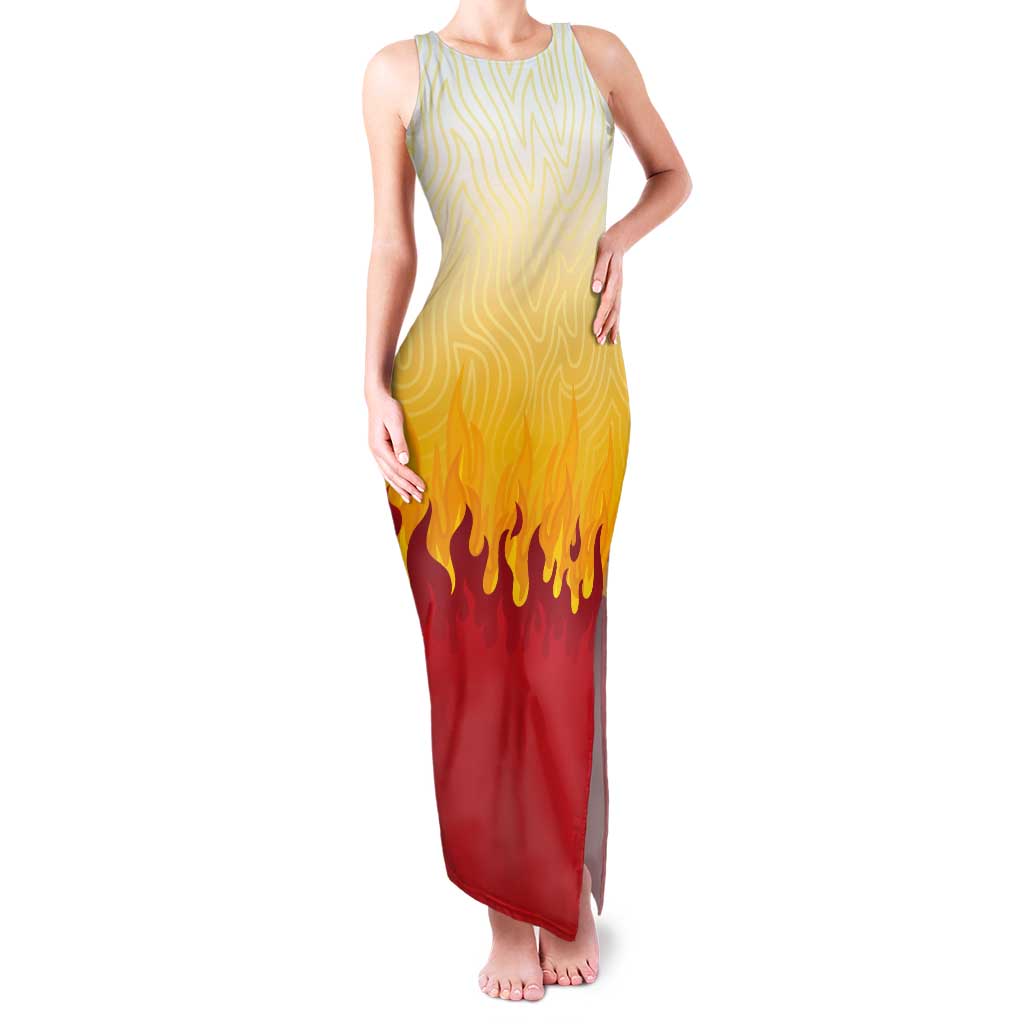 Japanese Kaen Pattern Tank Maxi Dress Flame Pillar Blazing Lion Heart - Wonder Print Shop