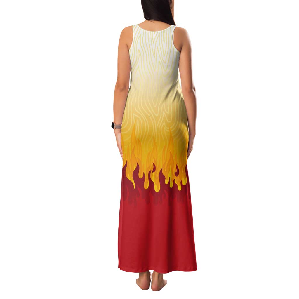 Japanese Kaen Pattern Tank Maxi Dress Flame Pillar Blazing Lion Heart - Wonder Print Shop