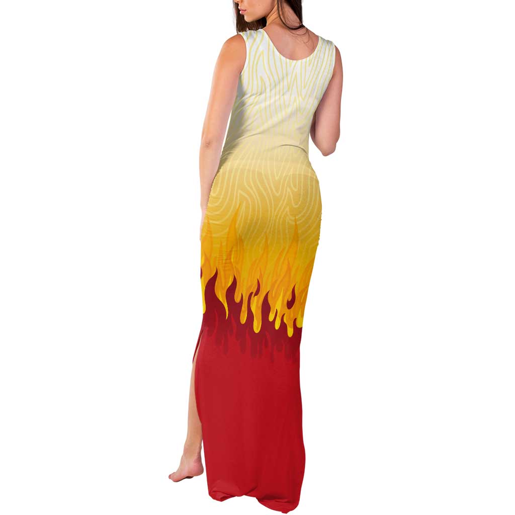 Japanese Kaen Pattern Tank Maxi Dress Flame Pillar Blazing Lion Heart - Wonder Print Shop