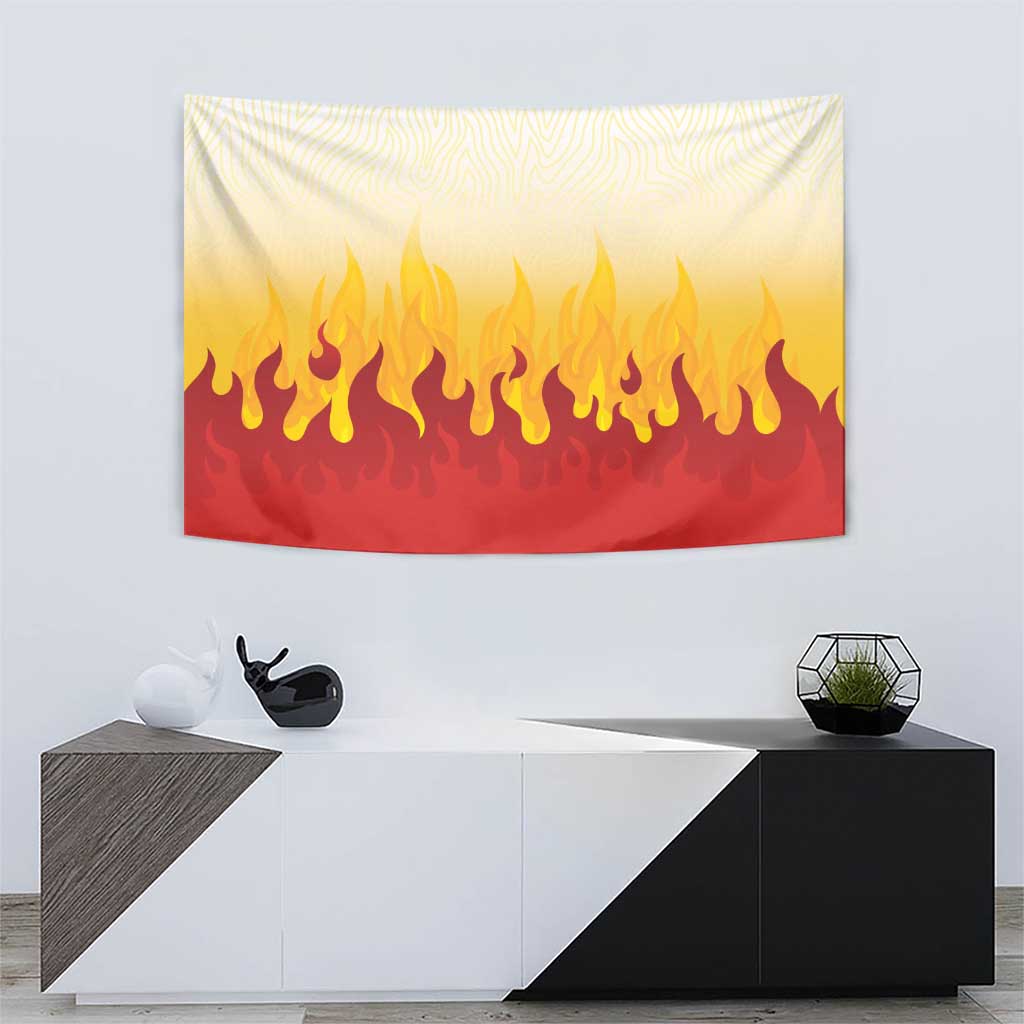 Japanese Kaen Pattern Tapestry Flame Pillar Blazing Lion Heart - Wonder Print Shop
