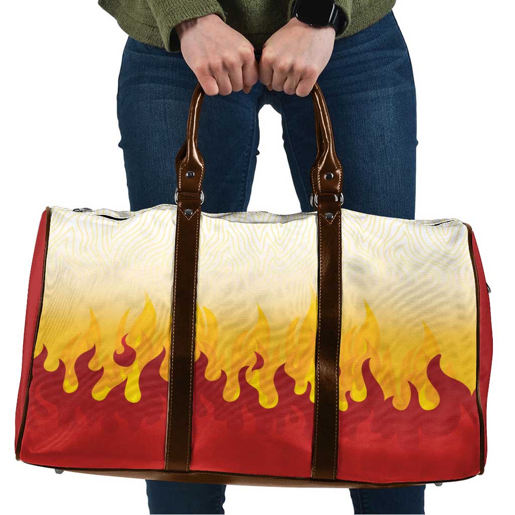 Japanese Kaen Pattern Travel Bag Flame Pillar Blazing Lion Heart - Wonder Print Shop