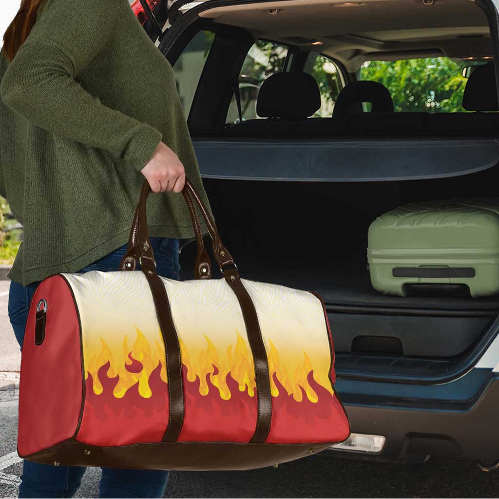 Japanese Kaen Pattern Travel Bag Flame Pillar Blazing Lion Heart - Wonder Print Shop