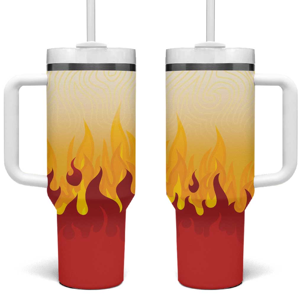 Japanese Kaen Pattern Tumbler With Handle Flame Pillar Blazing Lion Heart - Wonder Print Shop
