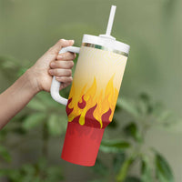 Japanese Kaen Pattern Tumbler With Handle Flame Pillar Blazing Lion Heart - Wonder Print Shop