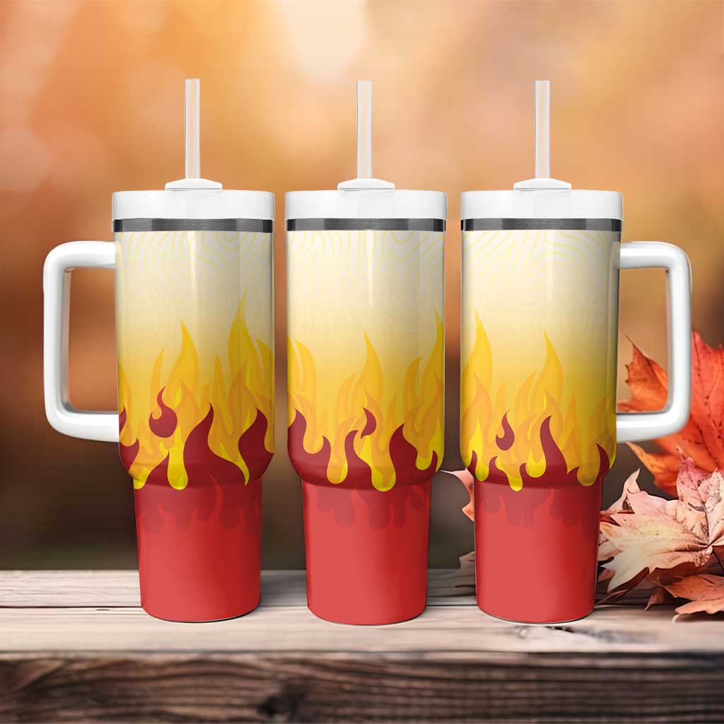 Japanese Kaen Pattern Tumbler With Handle Flame Pillar Blazing Lion Heart - Wonder Print Shop