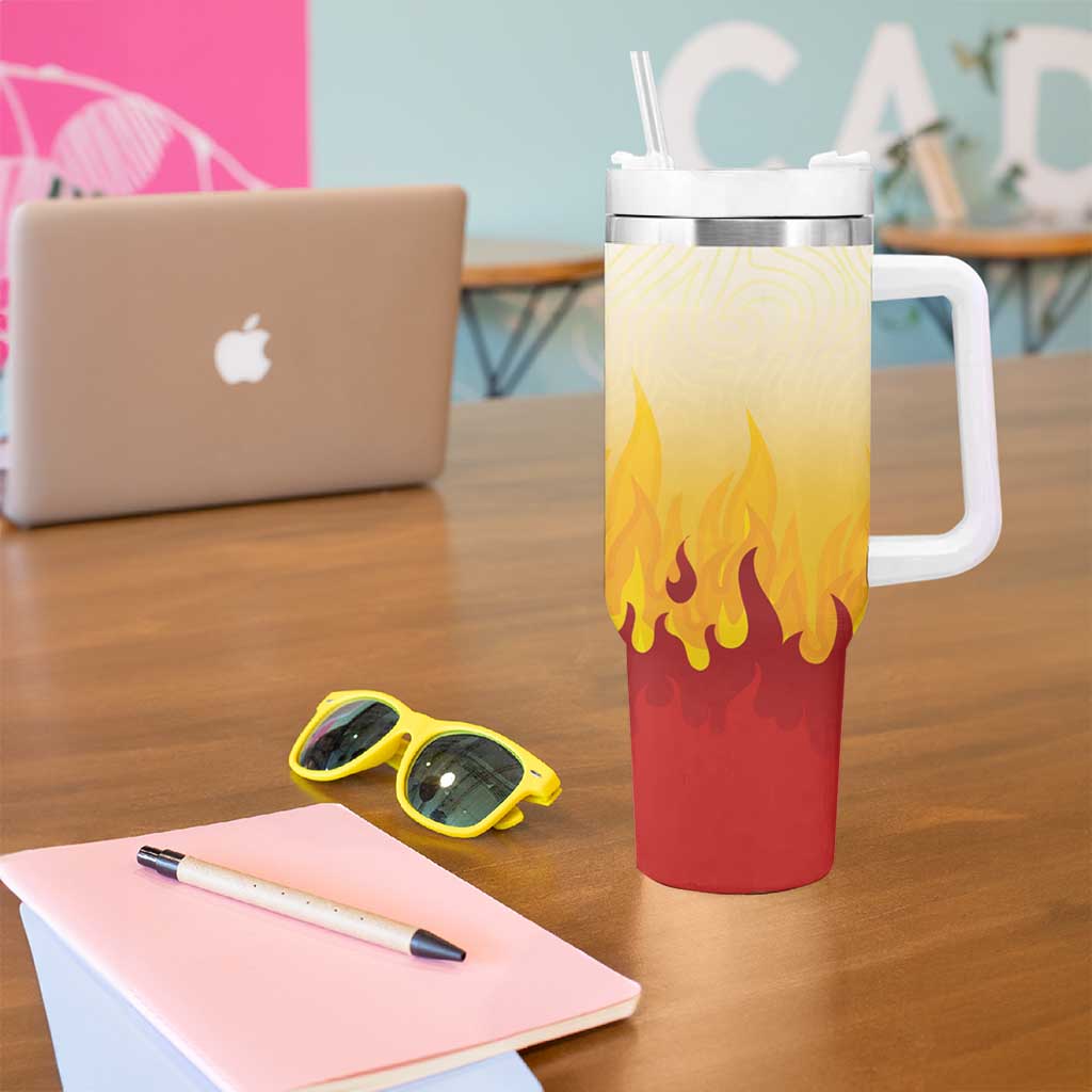 Japanese Kaen Pattern Tumbler With Handle Flame Pillar Blazing Lion Heart - Wonder Print Shop