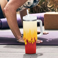 Japanese Kaen Pattern Tumbler With Handle Flame Pillar Blazing Lion Heart - Wonder Print Shop