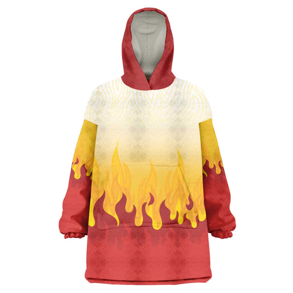 Japanese Kaen Pattern Wearable Blanket Hoodie Flame Pillar Blazing Lion Heart - Wonder Print Shop