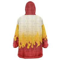 Japanese Kaen Pattern Wearable Blanket Hoodie Flame Pillar Blazing Lion Heart - Wonder Print Shop