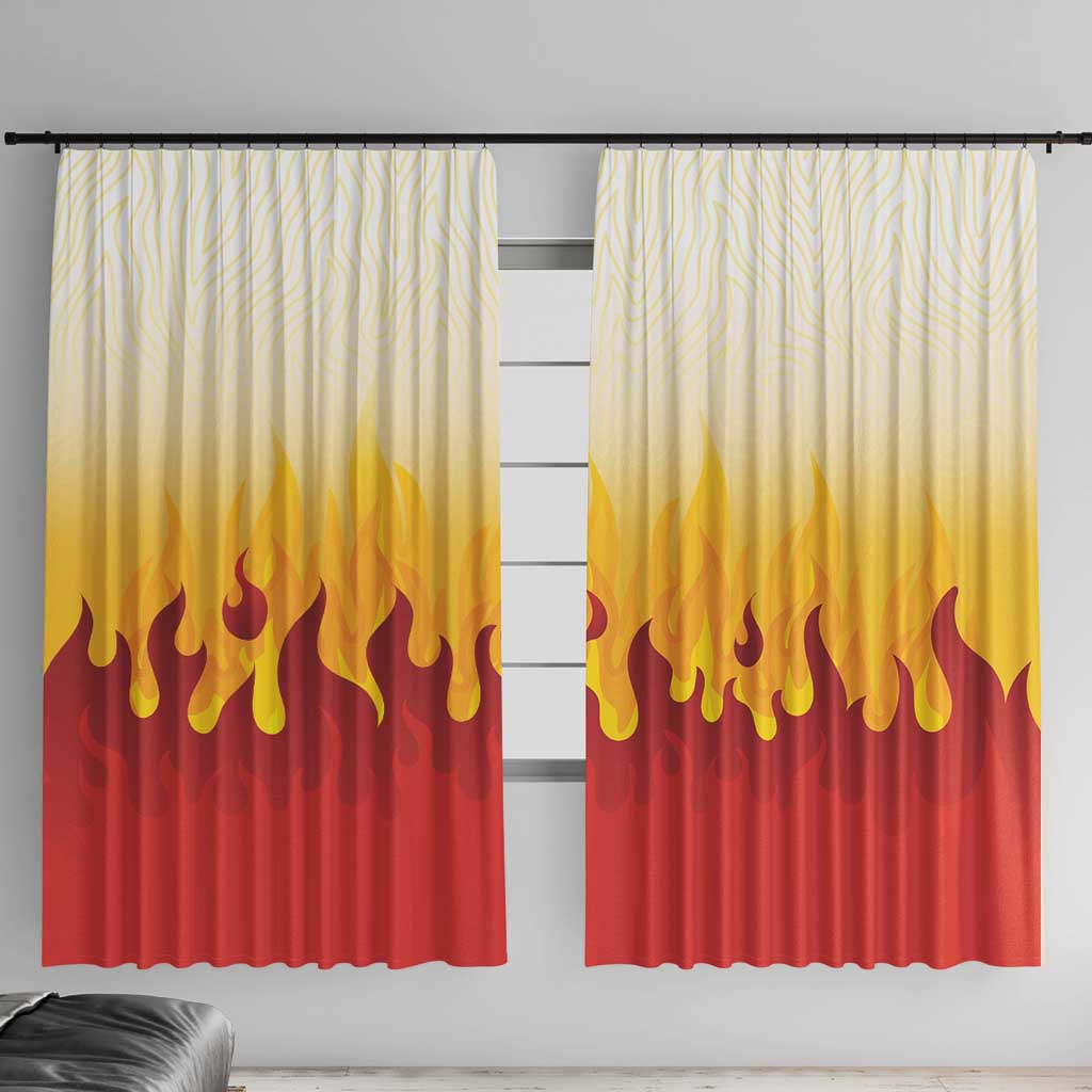 Japanese Kaen Pattern Window Curtain Flame Pillar Blazing Lion Heart - Wonder Print Shop