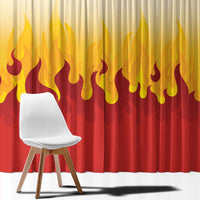 Japanese Kaen Pattern Window Curtain Flame Pillar Blazing Lion Heart - Wonder Print Shop