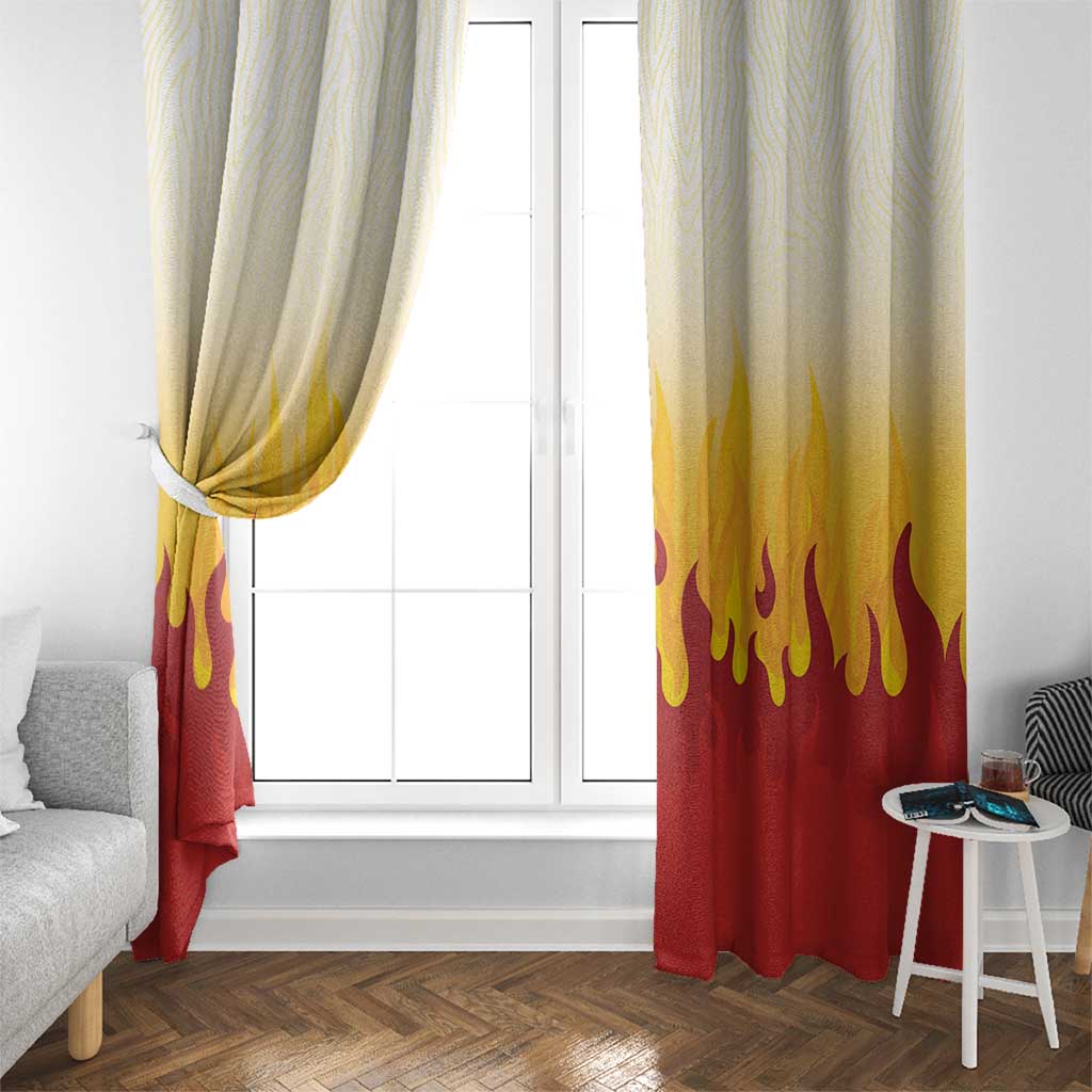 Japanese Kaen Pattern Window Curtain Flame Pillar Blazing Lion Heart - Wonder Print Shop