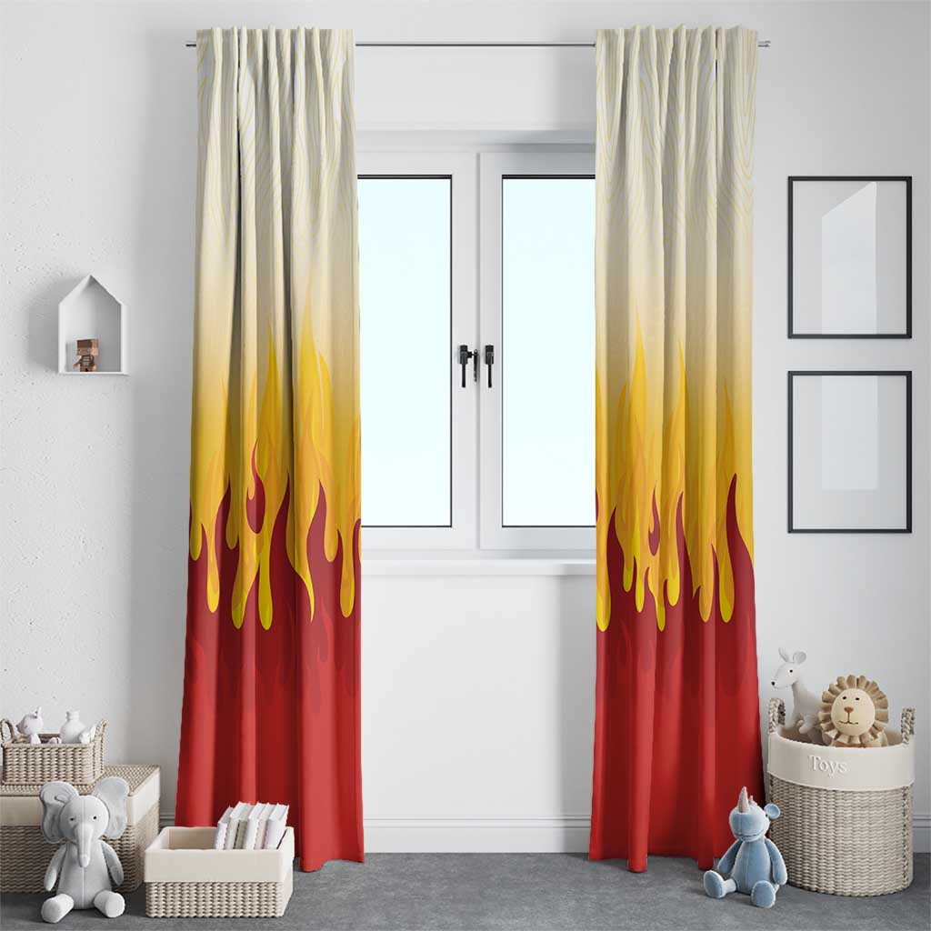 Japanese Kaen Pattern Window Curtain Flame Pillar Blazing Lion Heart - Wonder Print Shop