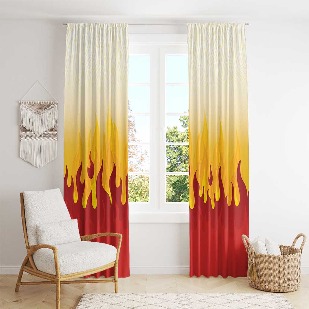 Japanese Kaen Pattern Window Curtain Flame Pillar Blazing Lion Heart - Wonder Print Shop