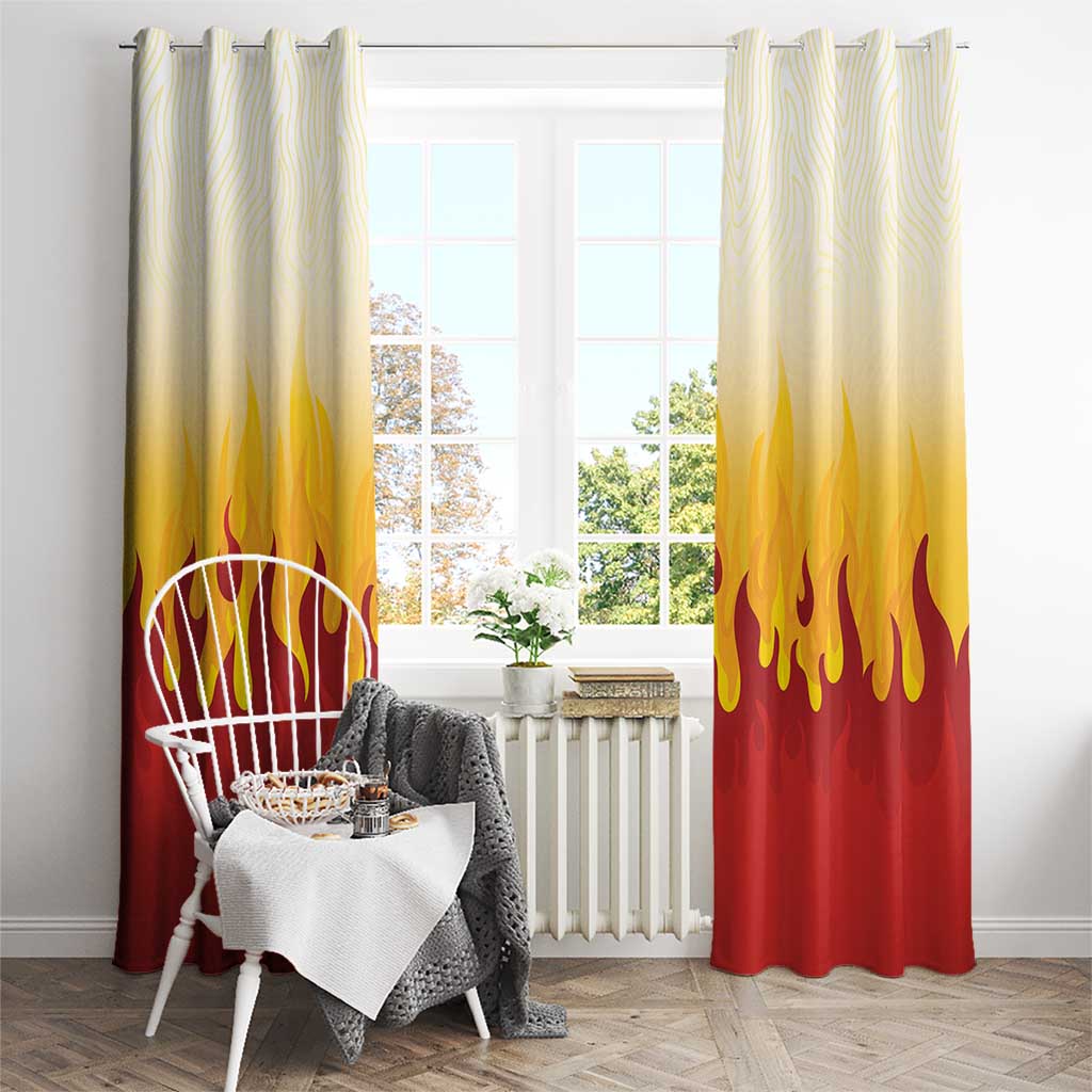 Japanese Kaen Pattern Window Curtain Flame Pillar Blazing Lion Heart - Wonder Print Shop