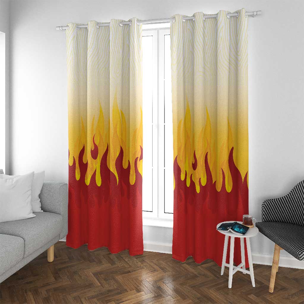 Japanese Kaen Pattern Window Curtain Flame Pillar Blazing Lion Heart - Wonder Print Shop