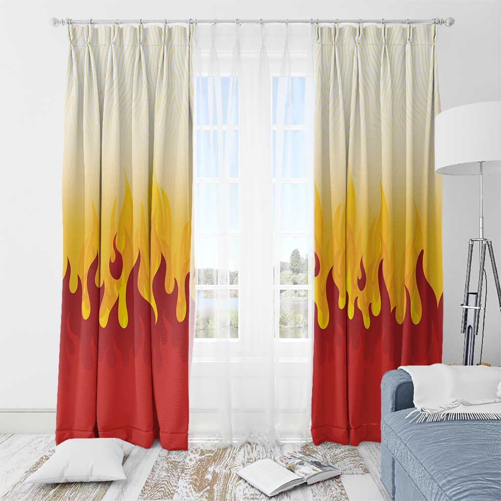 Japanese Kaen Pattern Window Curtain Flame Pillar Blazing Lion Heart - Wonder Print Shop