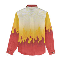 Japanese Kaen Pattern Women Casual Shirt Flame Pillar Blazing Lion Heart - Wonder Print Shop