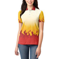 Japanese Kaen Pattern Women Polo Shirt Flame Pillar Blazing Lion Heart - Wonder Print Shop