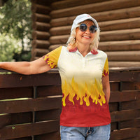Japanese Kaen Pattern Women Polo Shirt Flame Pillar Blazing Lion Heart - Wonder Print Shop