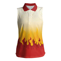 Japanese Kaen Pattern Women Sleeveless Polo Shirt Flame Pillar Blazing Lion Heart - Wonder Print Shop