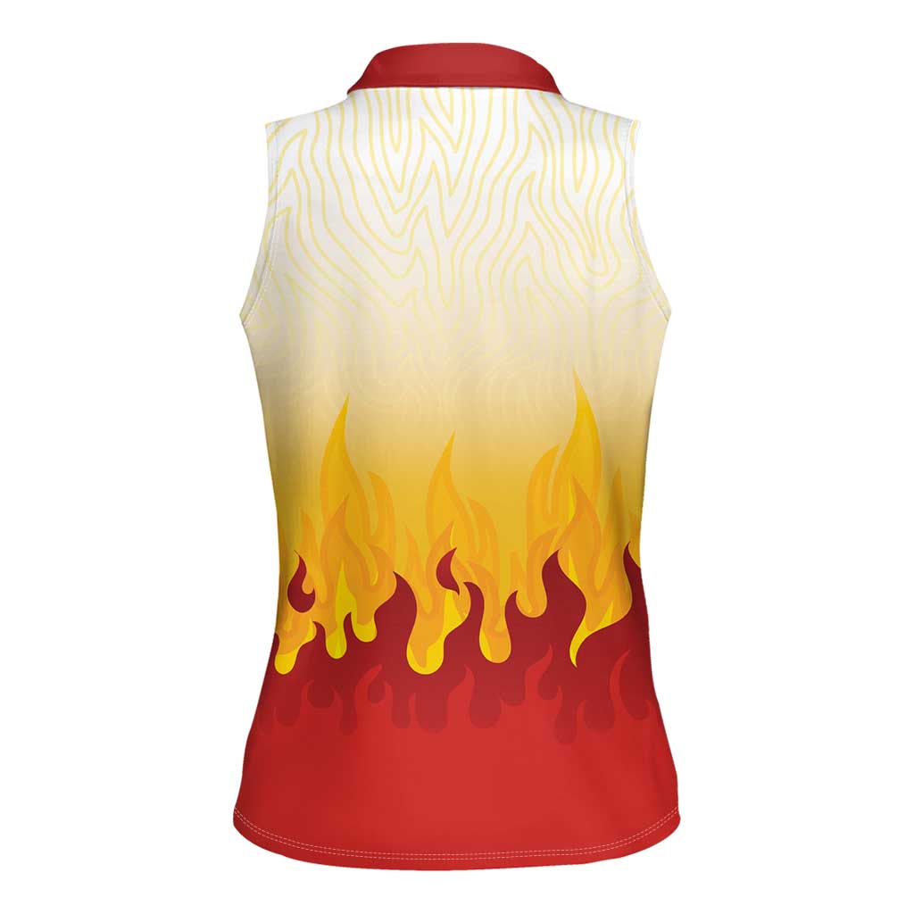 Japanese Kaen Pattern Women Sleeveless Polo Shirt Flame Pillar Blazing Lion Heart - Wonder Print Shop