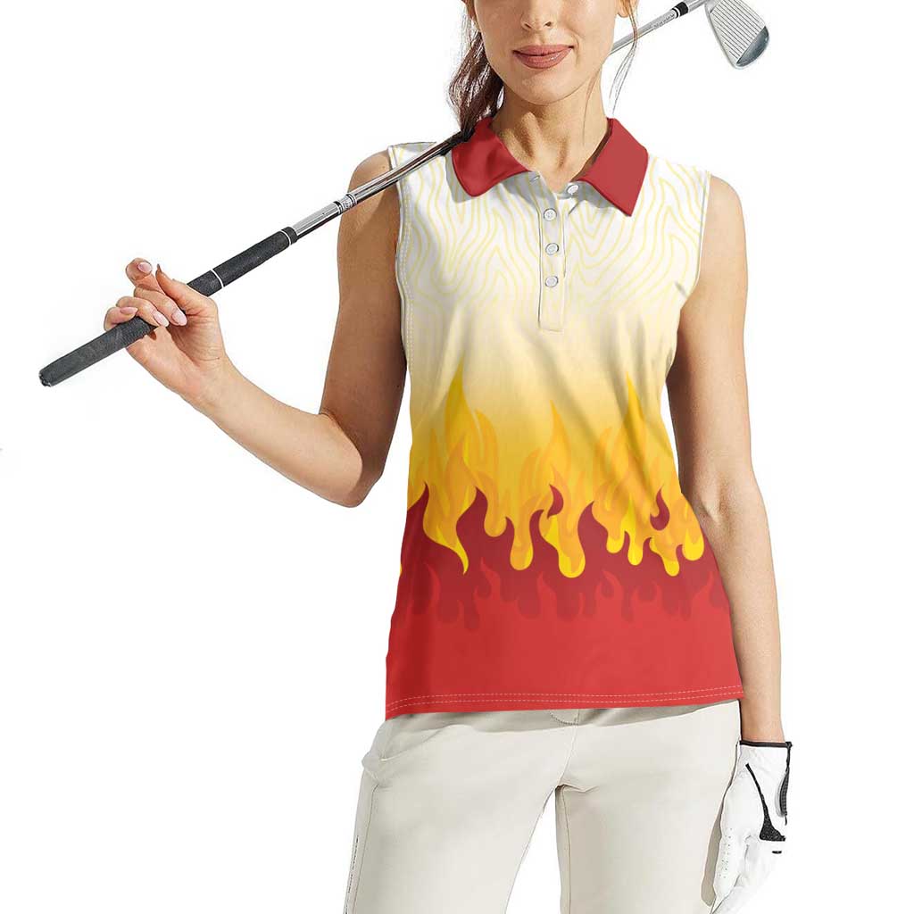 Japanese Kaen Pattern Women Sleeveless Polo Shirt Flame Pillar Blazing Lion Heart - Wonder Print Shop