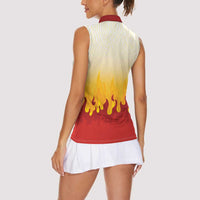 Japanese Kaen Pattern Women Sleeveless Polo Shirt Flame Pillar Blazing Lion Heart - Wonder Print Shop