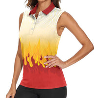 Japanese Kaen Pattern Women Sleeveless Polo Shirt Flame Pillar Blazing Lion Heart - Wonder Print Shop