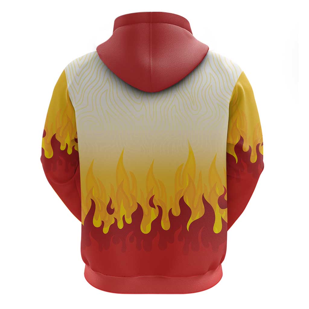 Japanese Kaen Pattern Zip Hoodie Flame Pillar Blazing Lion Heart - Wonder Print Shop