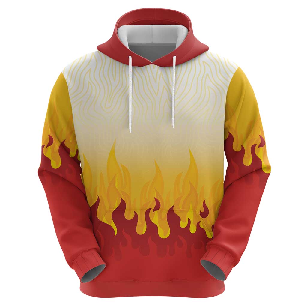 Japanese Kaen Pattern Zip Hoodie Flame Pillar Blazing Lion Heart - Wonder Print Shop